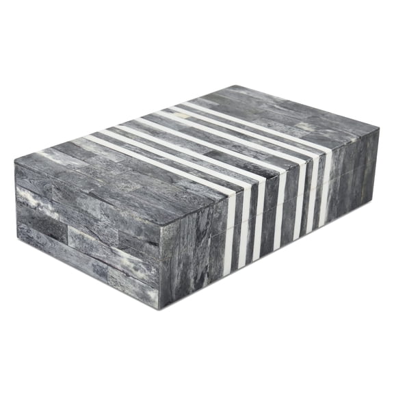 Handicrafts Home 10x6x2.5 Cafe Decorative Box with Lid, Handmade Resin Inlay Jewelry Organizer & Modern Slim Keepsake Storage Box