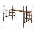 thumbnail image 4 of Twin Size Metal High-Rise Bed Frame with Built-in Table & Shelves, No Box Spring Needed, Black, Bedroom, 4 of 15