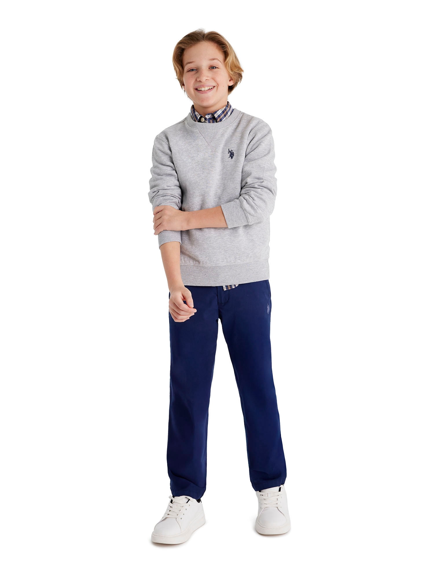 U.S. Polo Assn. Boys Fleece Crew Neck Pullover Sweatshirt, Sizes 4-18