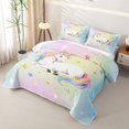thumbnail image 3 of Metsweet Kawaii Unicorn Quilt Full, Gradient Stars Print Full Bedspread Sets, 3 of 7