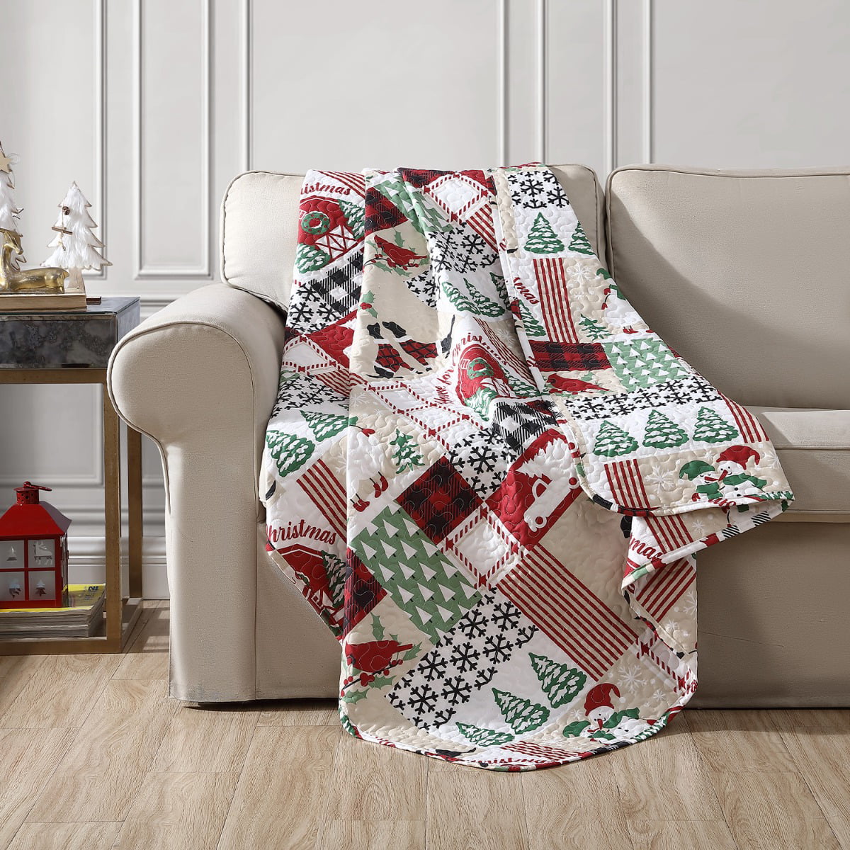50x 60,Green Soft and Lightweight Exclusivo Mezcla Microfiber Boho Patchwork Pattern Quilted Throw Blanket for Bed/Couch/Sofa