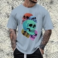 thumbnail image 2 of Bibifish Mens Short Sleeve Graphic Tee Shirt Retro Skull Print Breathable Casual Rock Style Crew Neck T-Shirts, 2 of 4