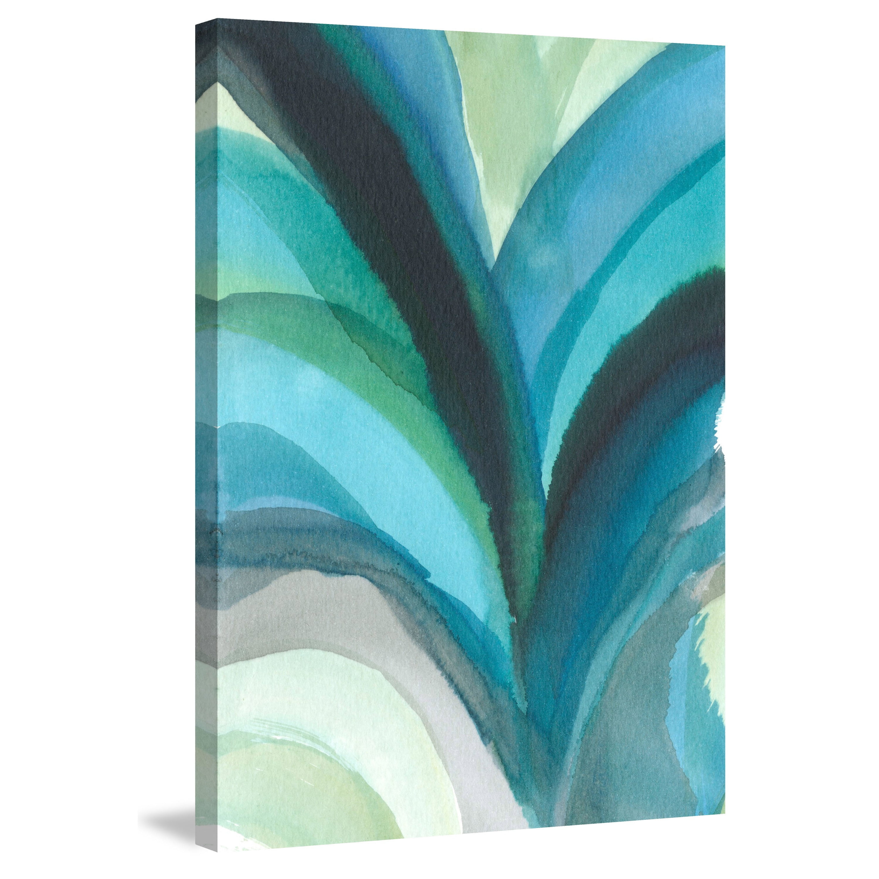 Marmont Hill "Blue Leaf Splash" Painting Print on Wrapped Canvas