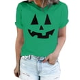 thumbnail image 2 of Green Pumpkin Short Sleeve Tops Crew Neck oversized tshirts, plus size tops, summerween, short sleeve, , skull hand, punk rock outfit, y2k, skeleton, halloween L, 2 of 4
