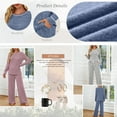 thumbnail image 6 of SUNBS Long Sleeve Lounge Sets for Women Casual Two Piece Outfits Wide Leg Pants with Pockets Crewneck Pajamas Clothing, 6 of 7