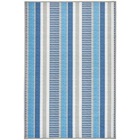 Dash & Albert Always Greener Machine Washable Rug, 8' x 10', Blue/Grey