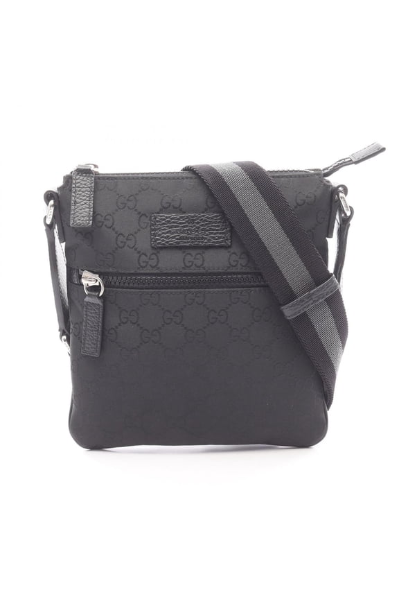 Pre-Owned Gucci GG pattern shoulder bag/handbag, nylon and leather, men's women's, black, 449183
