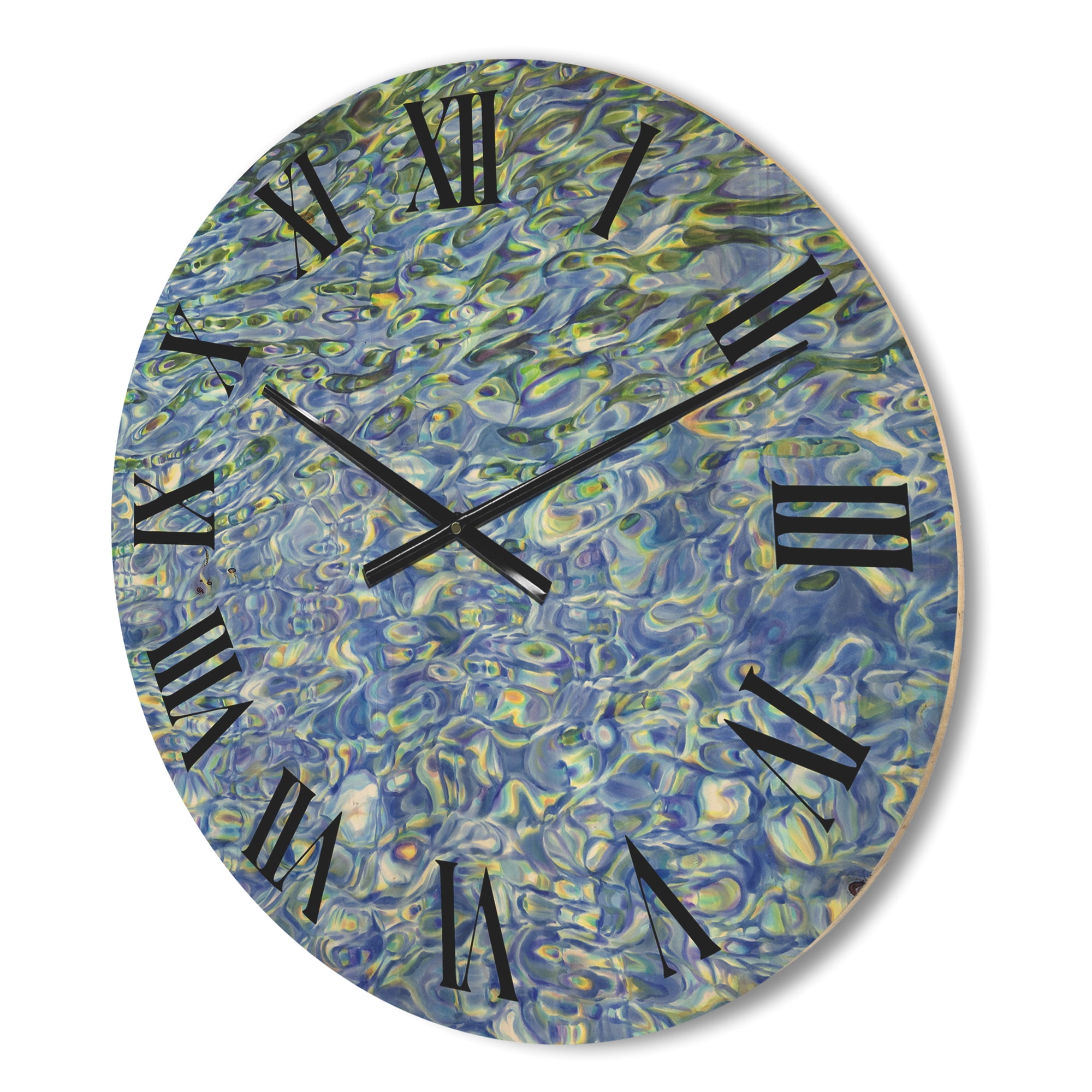 Designart 'Transparent Waves With Sunny Water Reflecting Gentle Sunshine II' Modern Wood Wall Clock