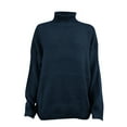 thumbnail image 4 of Blue Womens Sweatshirt Solid Casual Long Knitted Sleeve Off The Sweater Womens Shoulder Pullover Sweater Fall Clothes for Women, 4 of 5