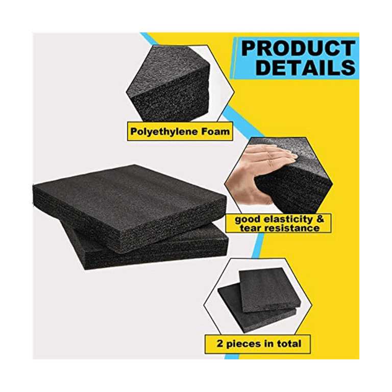6 Pcs Cuttable Polyurethane Foam Pads Packing Foam Sheets Black Foam  Inserts for Cases Foam Padding 2 Inch Thick for Toolbox Camera Storage and  Crafts
