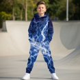 thumbnail image 3 of Uorisanigo 2Pcs Set Long Sleeve Blue Lightning Print Pullover Hoodie Sweatshirt and Jogger Pants Casual Kids Boys Girls Fall Outfits Sets Sweatshirt and Sweatpants Outfit, 3 of 7