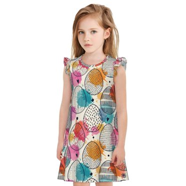 Girls Nightgowns - Easter Egg A Flutter Sleeves Sleepwear Night Sleep Dress for Toddler Girl Pajamas Pjs