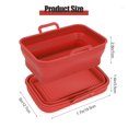 thumbnail image 4 of 1 Pack Air Fryer Foldable Silicone Liners Compatible with Ninja DZ201/DZ401, Reusable Square Silicone Pot for Air Fryer Basket Easy Clean Dual Air Fryer Accessories (Red), 4 of 7