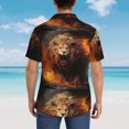 thumbnail image 4 of Pofeuu Cool Fire Lion Print Hawaiian Shirt for Men Sleeves Casual Button Down Summer Beach Dress Shirts T-Shirts,Medium, 4 of 7