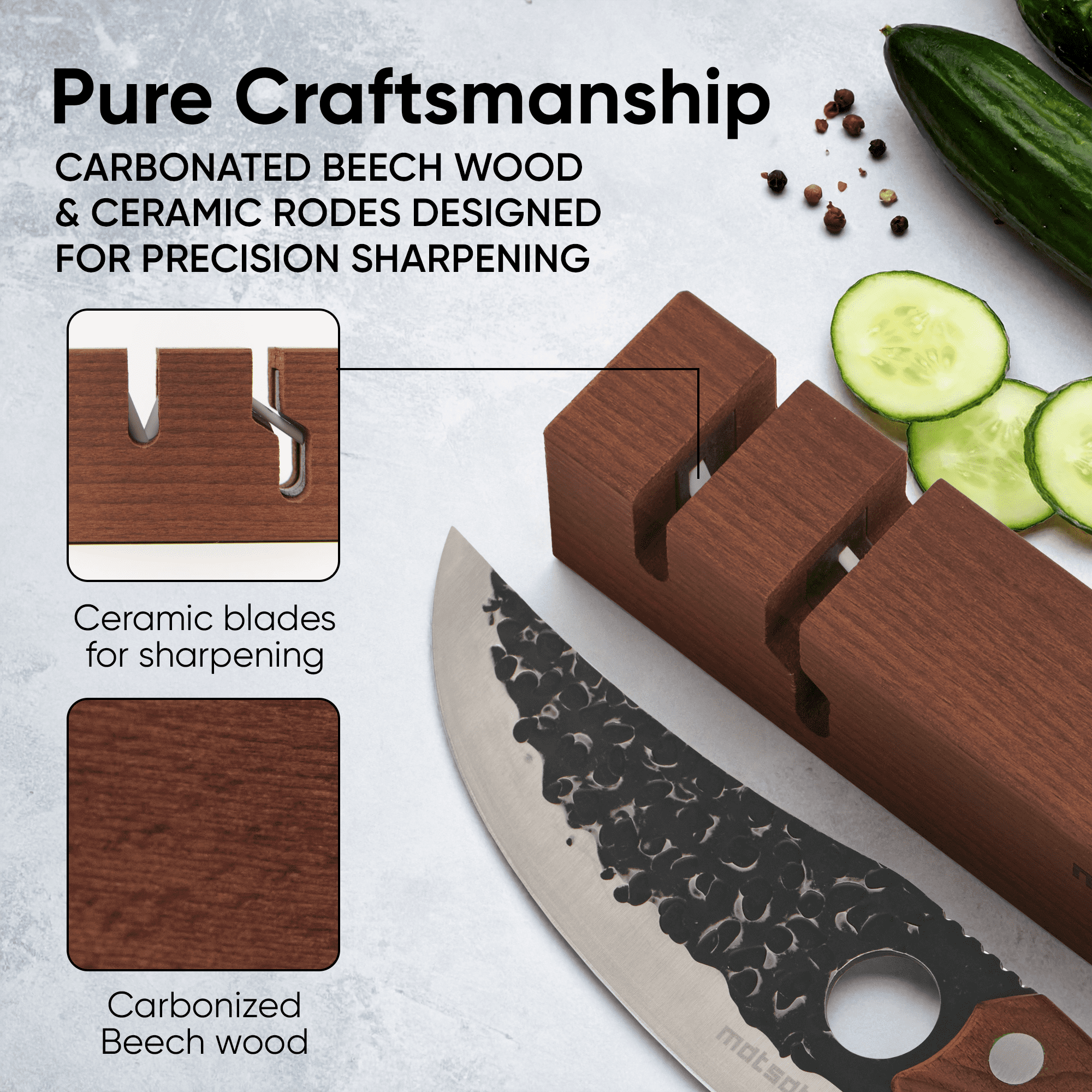 Matsato Knife Sharpener. Professional Japanese Knife and Scissor Sharpener. 2-in-1 Sharpening Tool