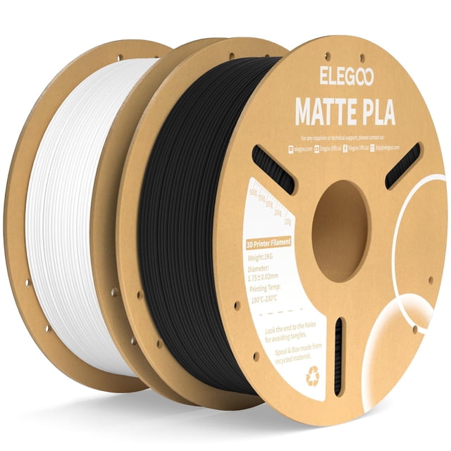 Filamento para impresora 3D ELEGOO Matte PLA en blanco y negro, 2 kg