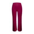 thumbnail image 3 of Women's High Waist Straight Leg Yoga Pants, Tummy Control Workout Pants, Booty Lifting Fitness Trousers, Squat Proof Exercise Pants, Comfortable Straight Cut Bottoms, Athletic Casual Wear Wine, 3 of 3