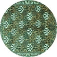 thumbnail image 1 of Ahgly Company Machine Washable Indoor Round Persian Turquoise Blue Traditional Area Rugs, 3' Round, 1 of 4