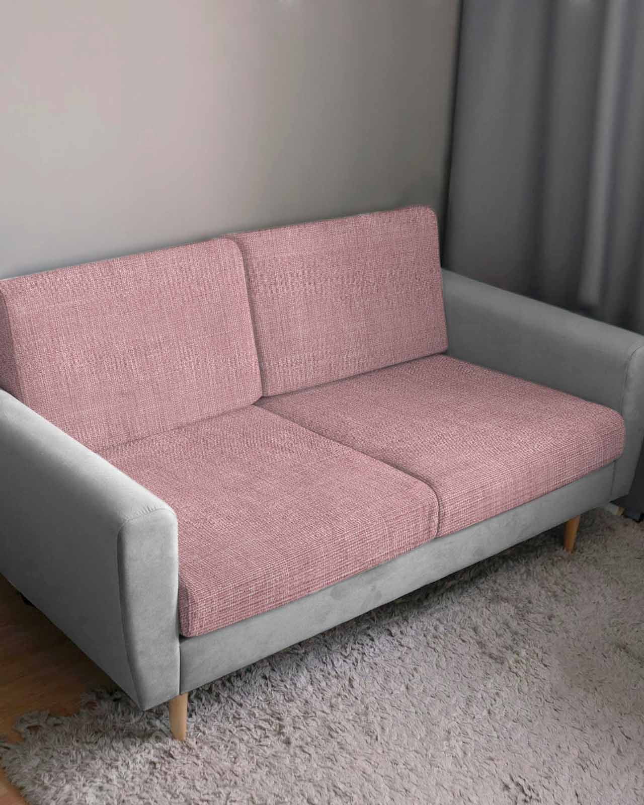 Vintage Nude Pink Couch Cushion Covers Stretch, Washable Sofa Seat Covers Individual Seat Cushion Sofa Slipcovers Farmhouse Retro Solid Color Linen Texture Couch Cover Furniture Protector S-1PCS