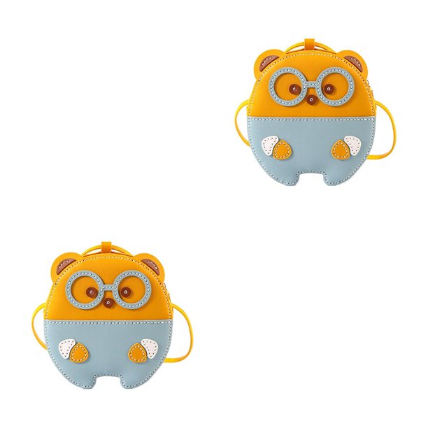 Sonducket Kit de bolso cruzado de cuero DIY Fácil para niños Kits de costura de cuero Rosa 2piezas Amarillo