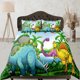 thumbnail image 1 of Ropa de cama de dinosaurio tropical, ropa de cama infantil completa, bonito juego de funda nórdica, dinosaurio, 1 of 4
