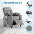 thumbnail image 4 of Wanan Kids Recliner Chair, Modern Velvet Lounge with Cup Holder, Footrest, Side Pockets, Gray, 4 of 8