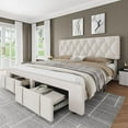 thumbnail image 1 of Yiwa Upholstered Queen Platform Bed Frame with Drawers, Storage Mattress Foundation, Solid Wood Slats, No Box Spring Required, 1 of 7