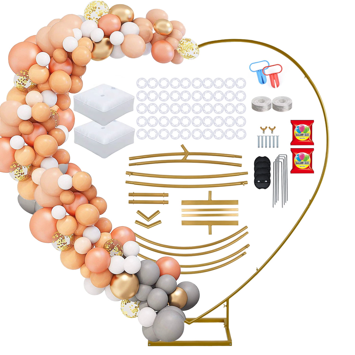 Heart Shape Balloon Arch Frame,6.7Ft Golden Wedding Arch for Wedding