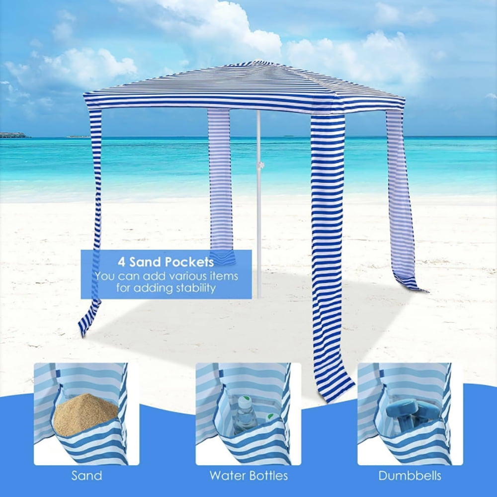 Aimee Lii 6.6 x 6.6 Feet Foldable and Easy-Setup Beach Canopy With Carry Bag, Backyard Canopy Gazebo for Party Wedding BBQ Events, Blue Aimee Lii 6.6 x 6.6 Feet Foldable and Easy-Setup Beach Canopy With Carry Bag, Backyard Canopy Gazebo for Party Wedding BBQ Events, Blue