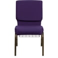 thumbnail image 5 of BizChair Padded Church Chair Set with Book Rack and Gold Vein Frame, Royal Purple (Set of 4), 5 of 10