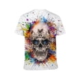 thumbnail image 2 of LAOLIUSN Men's Skull Graphic T Shirt, Colorful Paint Splatter Print Short Sleeve Crew Neck Tee, S-4XL, 2 of 7