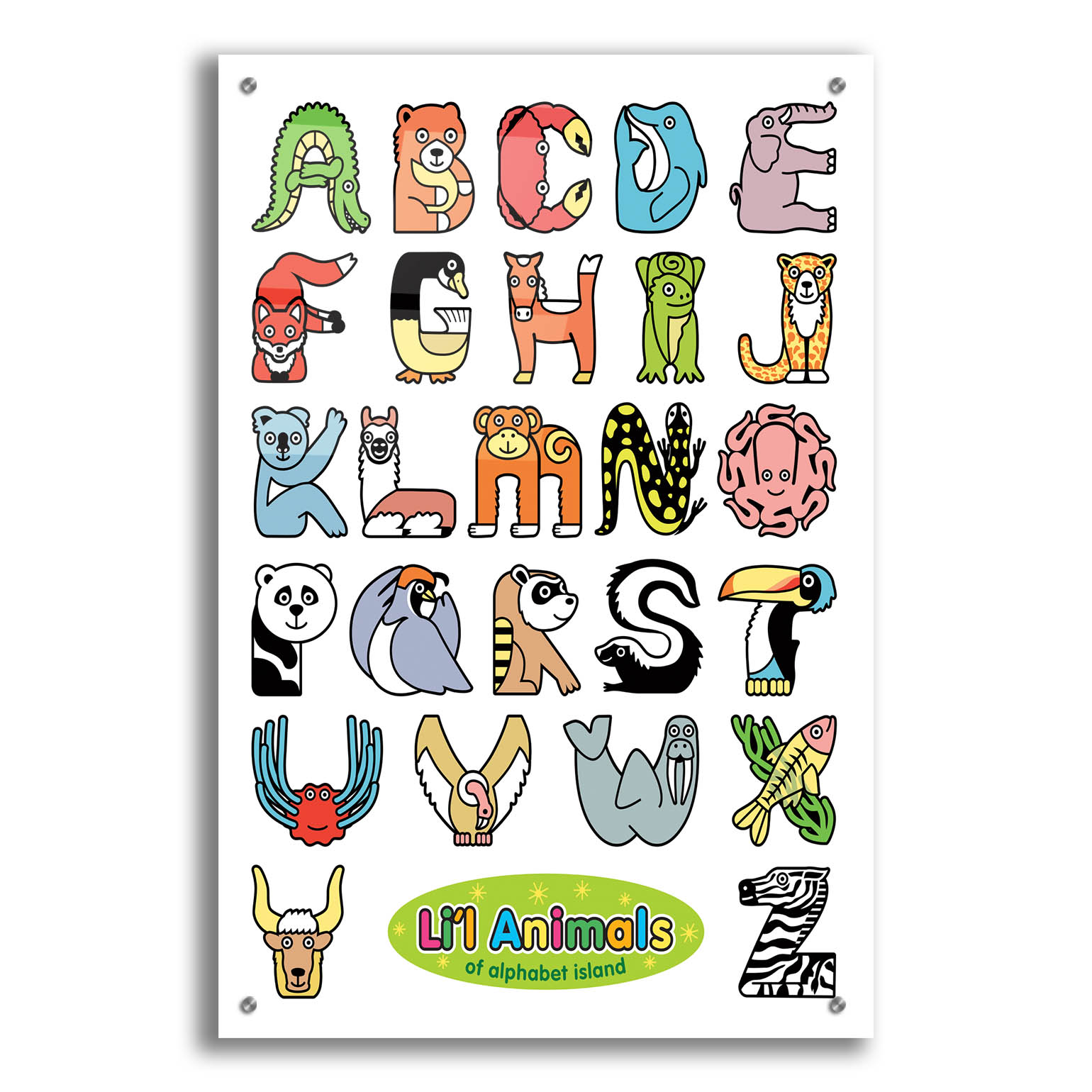 Li Alphabets Epic Art 'Li'l Animals of Alphabet Island' by Ron Magnes, Acrylic Glass ...
