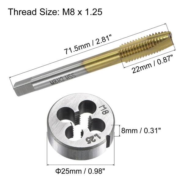 Tarauds et Matrices Ensemble MÃ©trique M8 x 1,25 HSS Haute Vitesse