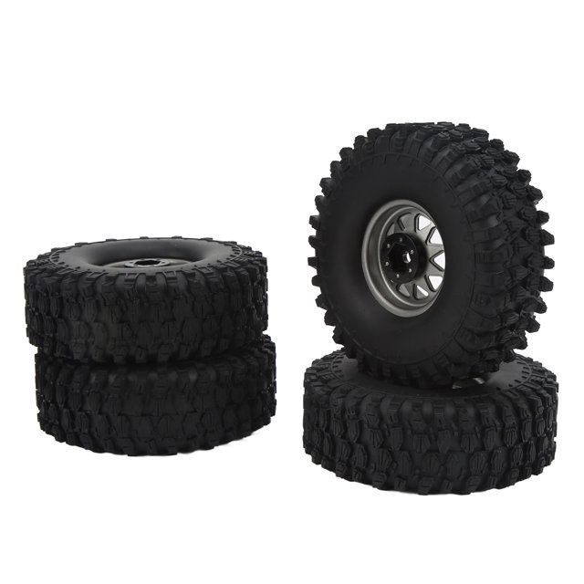4 bujes de hierro gris con neumáticos de goma de 1,9", mejora perfecta para coches de control remoto a escala 1/10 Juego de ruedas para coches RC a escala 1/10