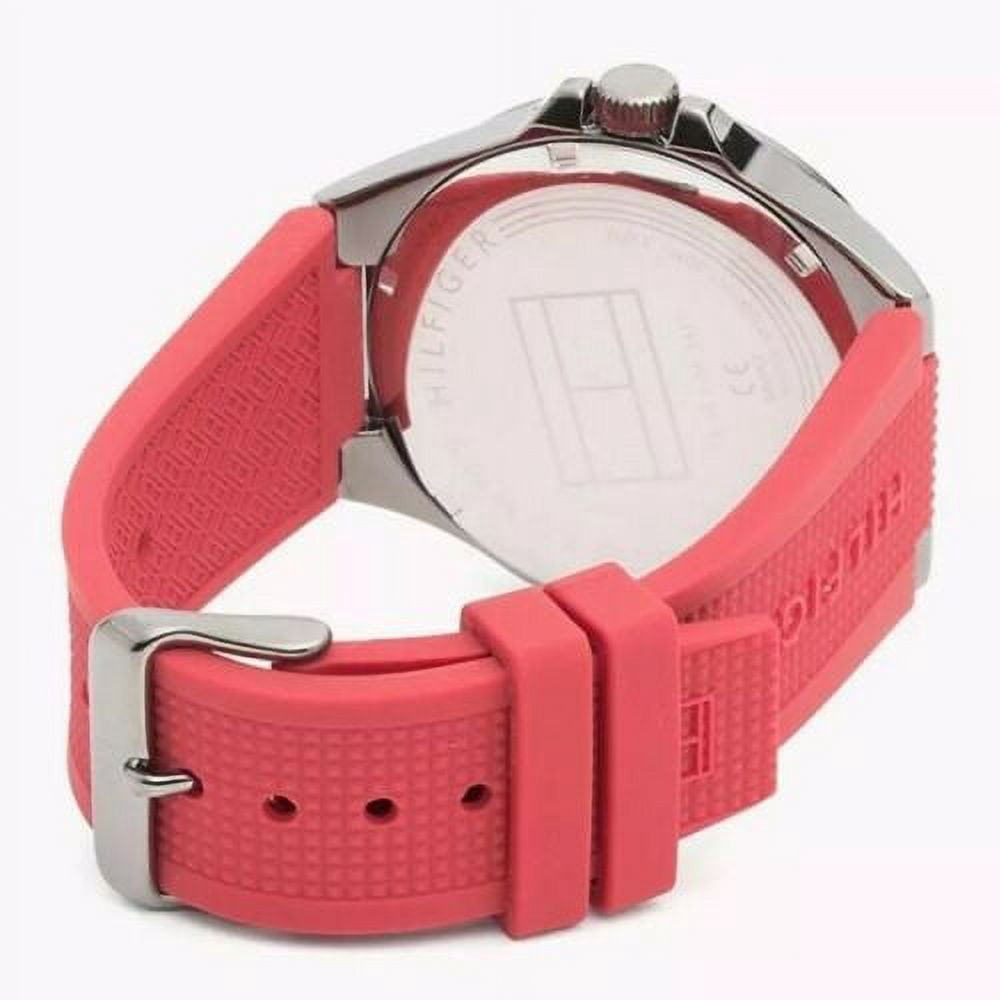 TOMMY HILFIGER MEN'S RED SILICONE GUNMETAL GREY STAINLESS WATCH 1791527 NEW