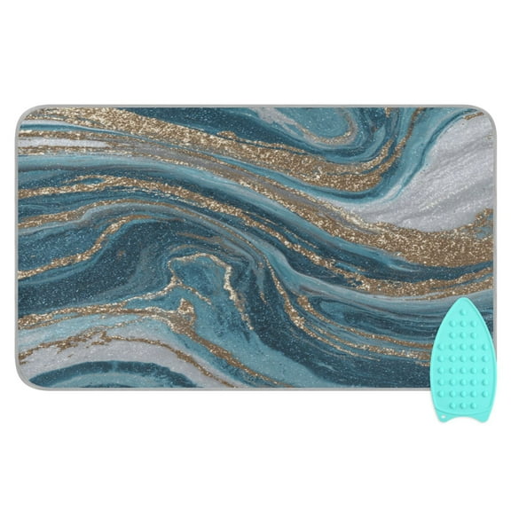Ironing Mat Portable Ironing Blanket for Table Top Travel Ironing Pad for Washer Dryer 27.6" x 47.2" Blue and Gold Swirling