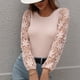 thumbnail image 4 of Otoño Invierno Suéter Ahueca Hacia Fuera Manga Larga Cuello Redondo Jersey Elástico Camisa De Punto Para Mujer Albaricoque S, 4 of 7