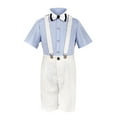 thumbnail image 2 of Edvintorg 18M-12Y Toddler Boy Summer Outfits Fashion Short Sleeve Blouse Tie Solid Color Overalls Gentleman's School Uniform Suit Children Clothes Boys Back To School Outfits for Boys, 2 of 7