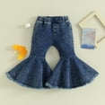 thumbnail image 2 of Bagilaanoe Little Girls Denim Flared Pants Jeans Toddler Bell-Bottoms Trousers 2T 3T 4T 5T 6T 7T Kids Casual Street Spring Fall Long Pants, 2 of 6