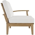 thumbnail image 3 of Modern Contemporary Six PCS Outdoor Patio Teak Sofa Set, White, Fabric, Wood, 3 of 8