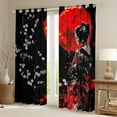 thumbnail image 2 of Manfei Chic Geisha Blackout Curtains Set of 2 (52x84 Each), Anime Girl Window Curtains, Japanese Cherry Blossoms Curtains and Drapes, Black Red Luxury Room Decor, 2 of 5