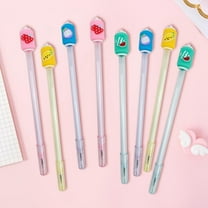 8Pcs Ballpoint Pen Fine Point, Cute Cartoon 0.5mm Black Ink Gel Pen, Creative Fruit Writing Pens for, Fun Gel Ink Rollerball Pens for  Gift Office Supplies