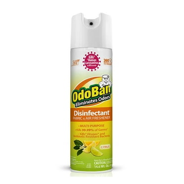 OdoBan Ready-to-Use 360-Degree Continuous Spray Disinfectant Cleaner and Odor Eliminator, Fabric and Air Freshener, 14.6 Ounces, Citrus Scent