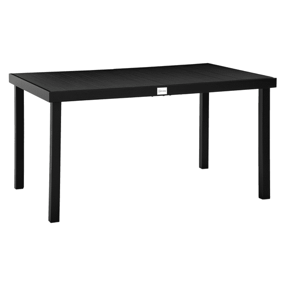 Patio Dining Table for 6, Rectangular Aluminum Outdoor Table for Garden Lawn Backyard, Black