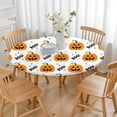 thumbnail image 3 of Happy Halloween Round Table Cover with Elastic Edge Waterproof Spillproof Pumpkin Skull Bat Spider Table Covers Table Cloths for Halloween Background Indoor and Outdoor Birthday (44in), 3 of 7