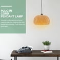 thumbnail image 3 of Plug in Cord Pendant Lamp Wicker Rattan Hanging Light with Bamboo Lampshade, 3 of 8
