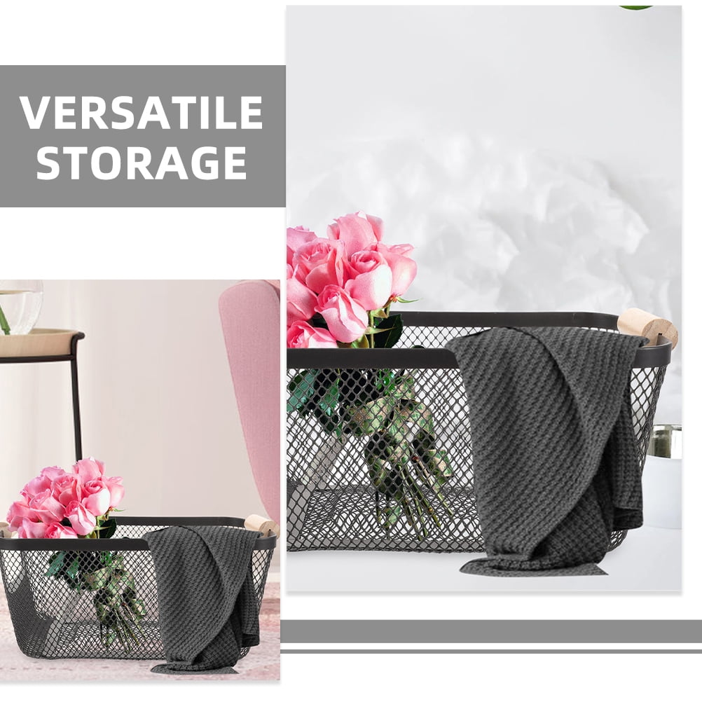 OFFIGAM Mesh Wire Basket for Storage Black Rectangular Basket Organizer for Kitchen Bathroom Home 1Pack