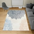 thumbnail image 2 of Flora Turkish Area Rug, South Mandala Design Vibrant Color Ornamental Illustration, Soft Carpet for Living Room Decor with Distressed Look, 2.6' x 5', Grey Teal, by Ambesonne, 2 of 4