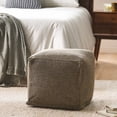 thumbnail image 2 of GDF Studio Larrick Contemporary Fabric Pouf, Brown and Yellow, 2 of 7