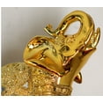 thumbnail image 2 of Dalax- 10” (H) Gold Color Elegant Decorative Elephant Statue Trunk Facing Upwards Collectible Wealth Lucky Elephants Figurine, Perfect for Home Decor, Office Decoration Ornaments Statues Gifts Set, 2 of 5